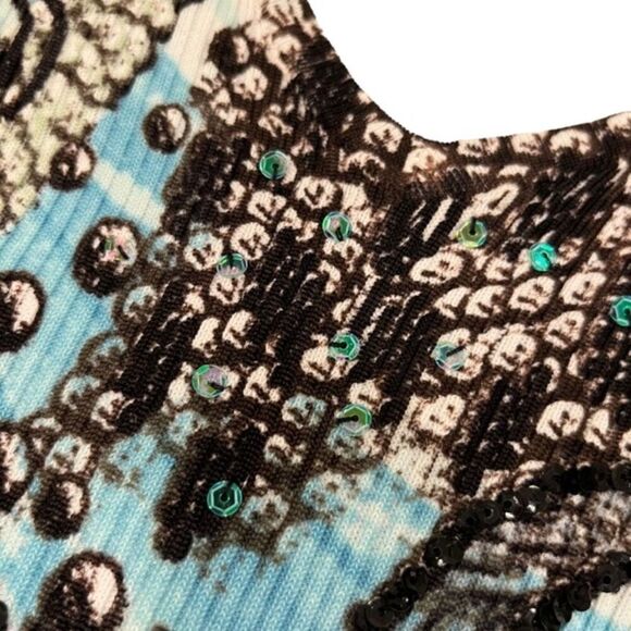 Alison Sheri Long Sleeve Abstract Print Top with Sequin Embellishment Size Large - Picture 7 of 10